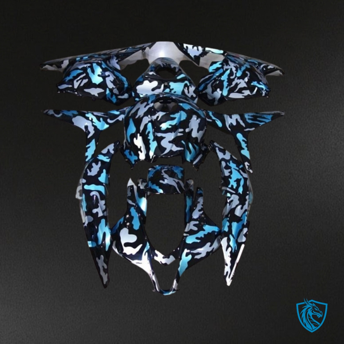 Honda CBR600RR (2009-2012) Black & Blue Camo - Custom ABS Fairing Kit
