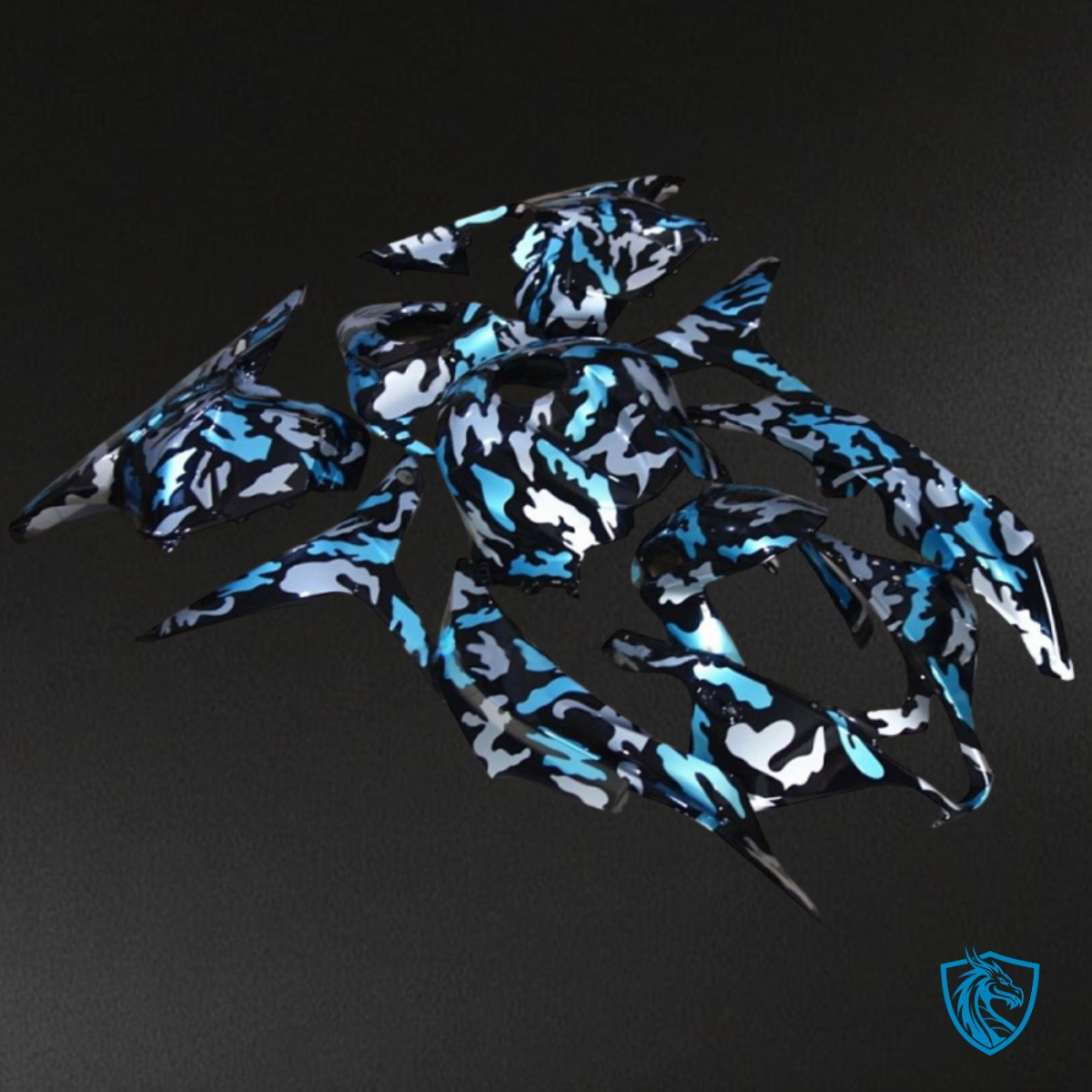 Honda CBR600RR (2009-2012) Black & Blue Camo - Custom ABS Fairing Kit