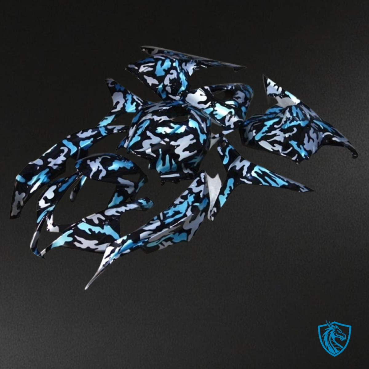 Honda CBR600RR (2009-2012) Black & Blue Camo - Custom ABS Fairing Kit