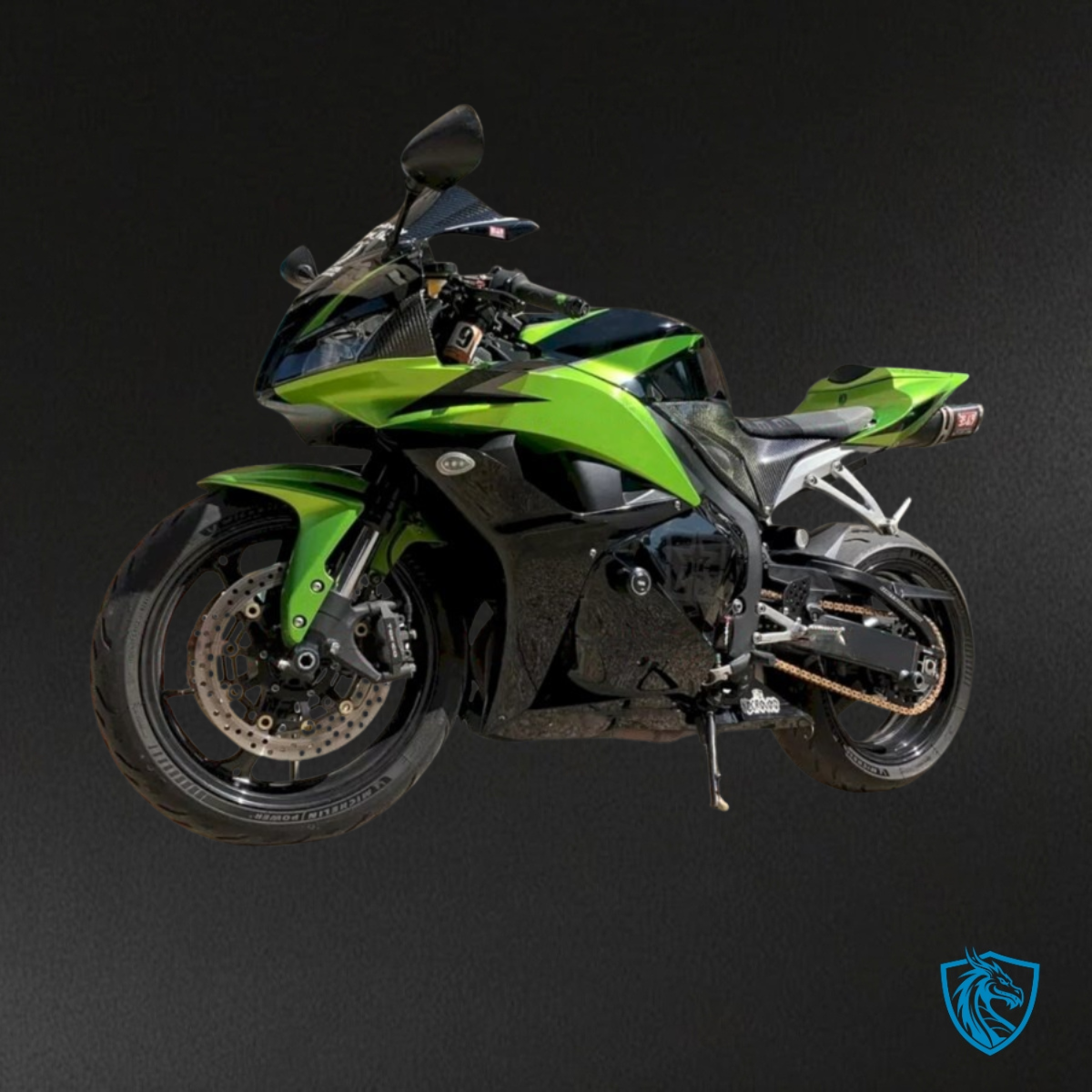 Honda CBR600RR (2009-2012) Black & Green No Logo Fairing Kit - Aftermarket ABS Bodywork
