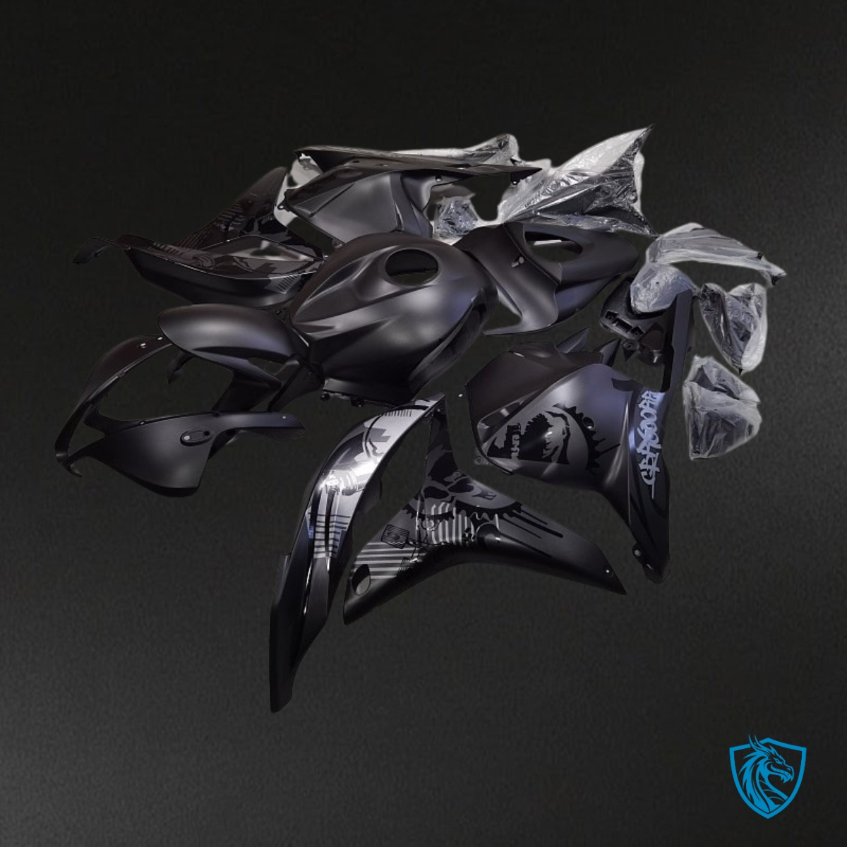 Honda CBR600RR (2009-2012) Black with Print - Custom ABS Fairing Kit
