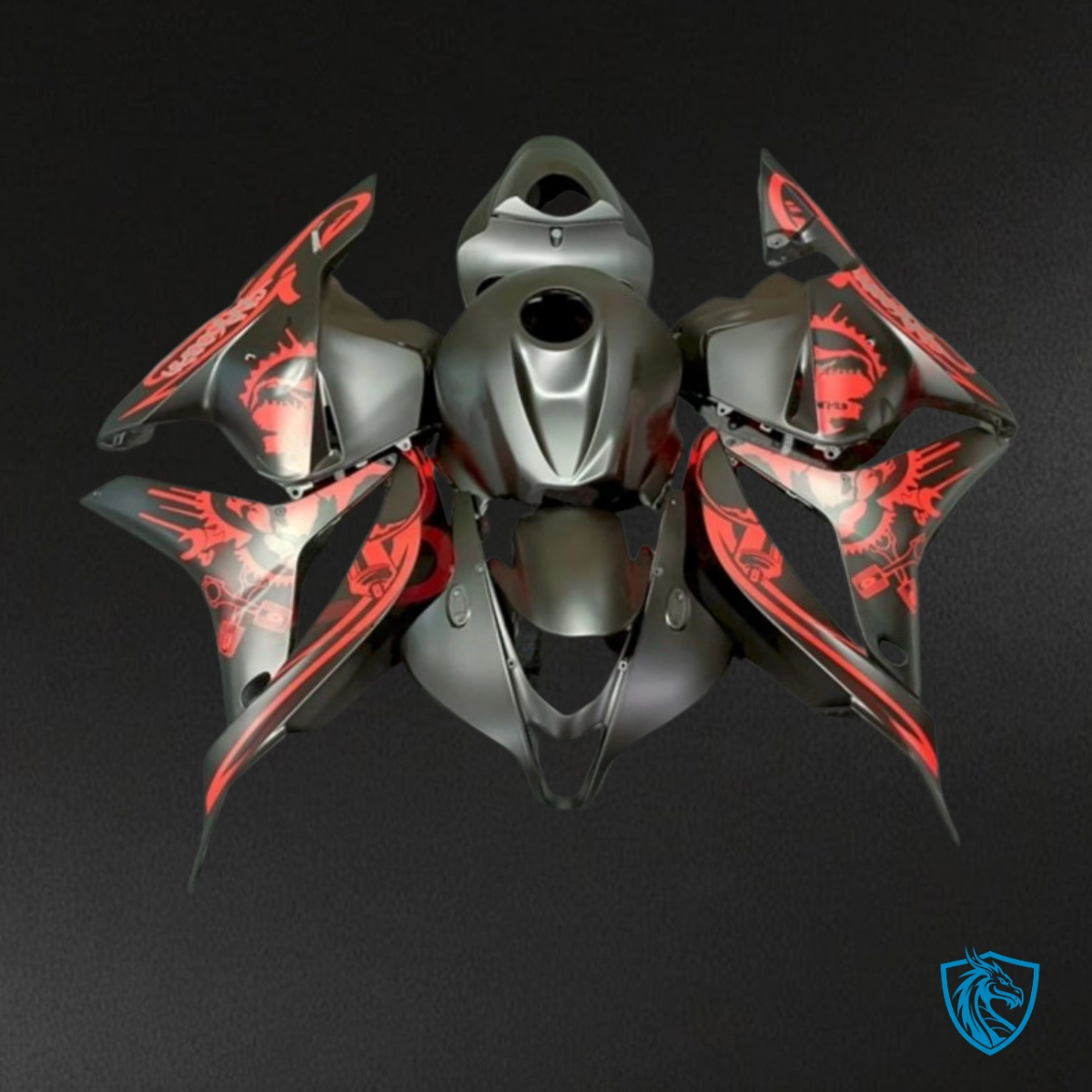 Honda CBR600RR (2009-2012) Black & Red with Print Fairing Kit - Aftermarket ABS Bodywork