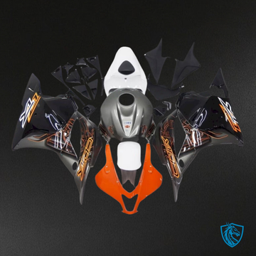 Honda CBR600RR (2009-2012) Black, Gray & Orange Print - Custom ABS Fairing Kit