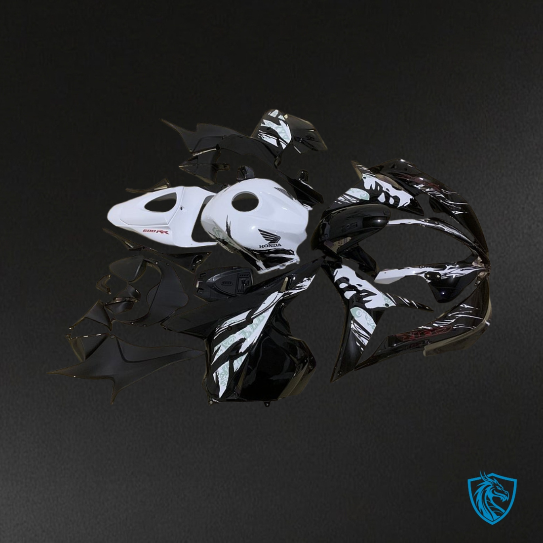 Honda CBR600RR (2009-2012) Black & White Blotches - MERGEment Motorcycle Fairings Kit