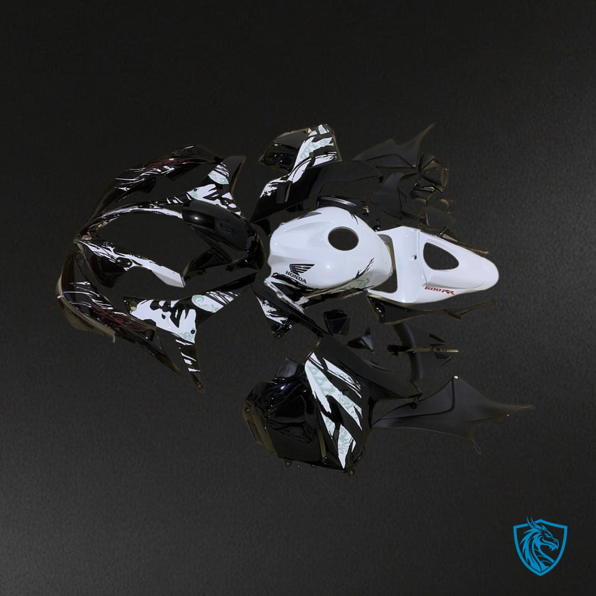 Honda CBR600RR (2009-2012) Black & White Blotches - MERGEment Motorcycle Fairings Kit