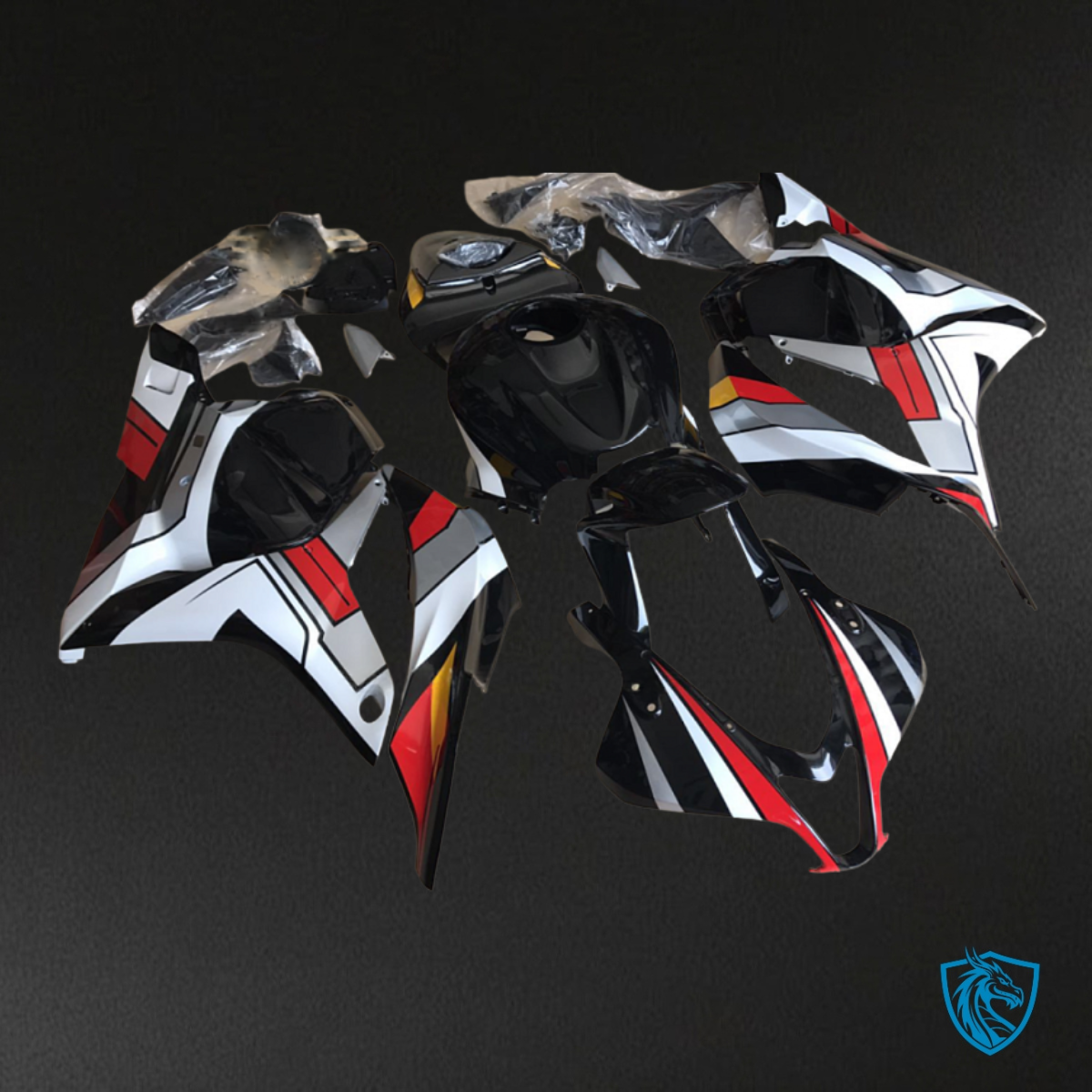 Honda CBR600RR (2009-2012) Black, White & Red - Custom ABS Fairing Kit