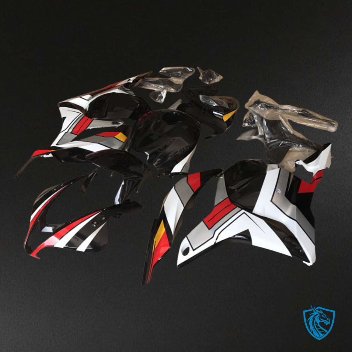 Honda CBR600RR (2009-2012) Black, White & Red - Custom ABS Fairing Kit