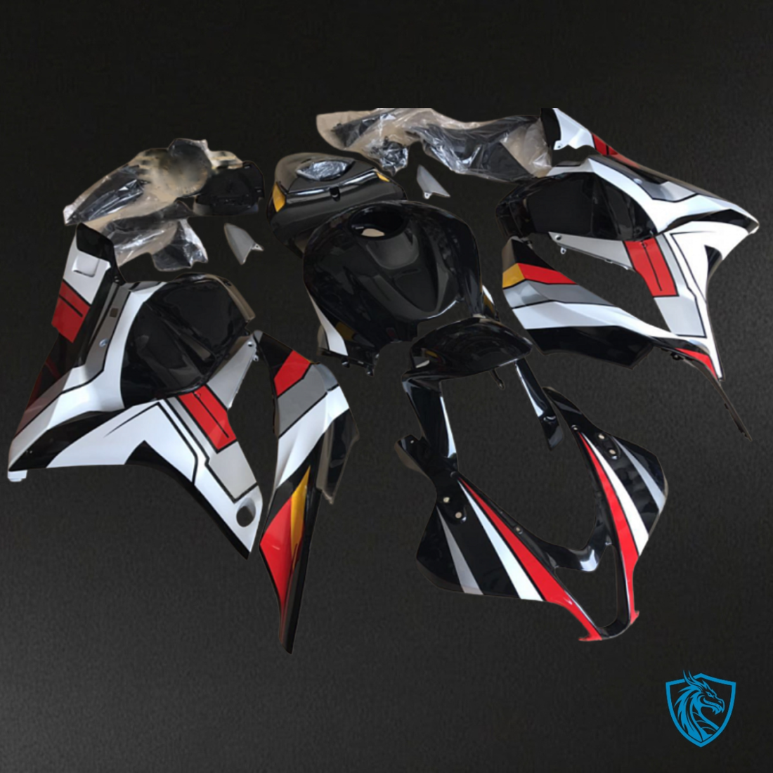 Honda CBR600RR (2009-2012) Black, White & Red - Custom ABS Fairing Kit