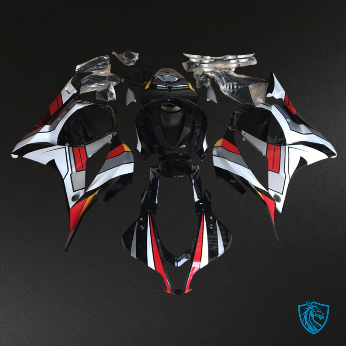 Honda CBR600RR (2009-2012) Black, White & Red - Custom ABS Fairing Kit