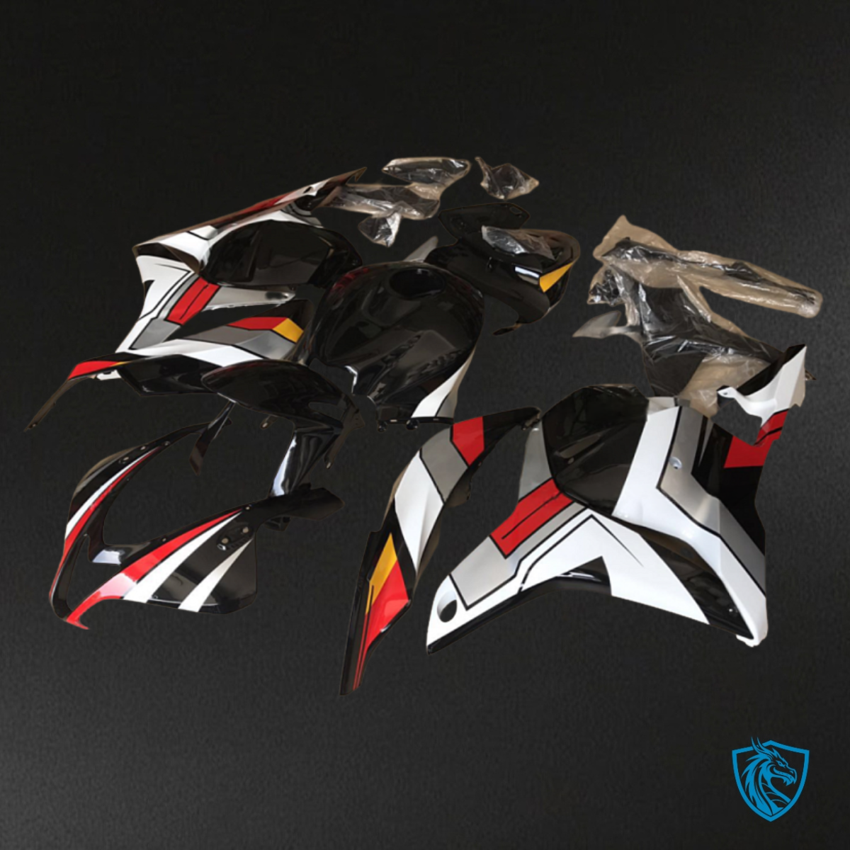 Honda CBR600RR (2009-2012) Black, White & Red - Custom ABS Fairing Kit