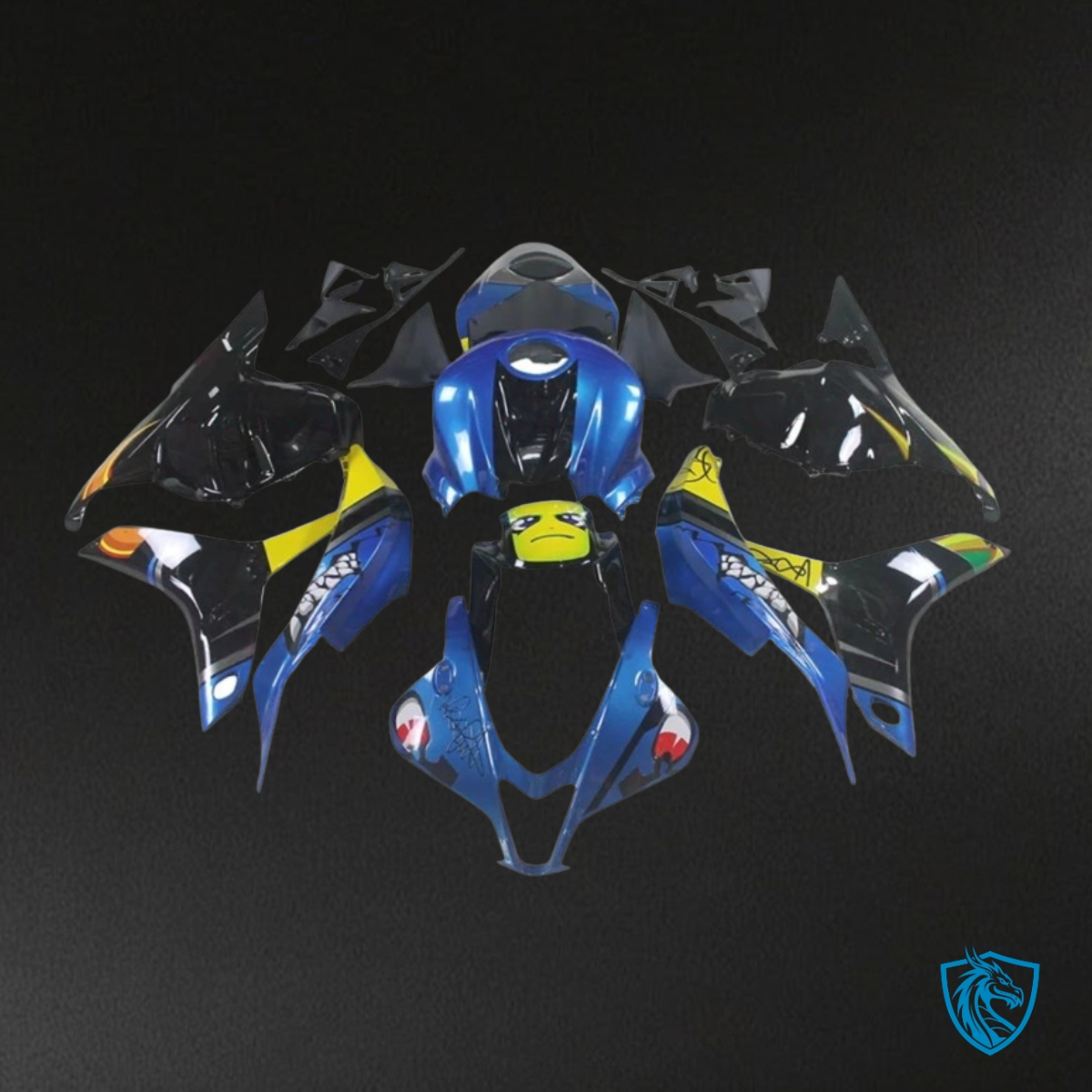 Honda CBR600RR (2009-2012) Black, Yellow & Blue Shark Gloss - Custom ABS Fairing Kit