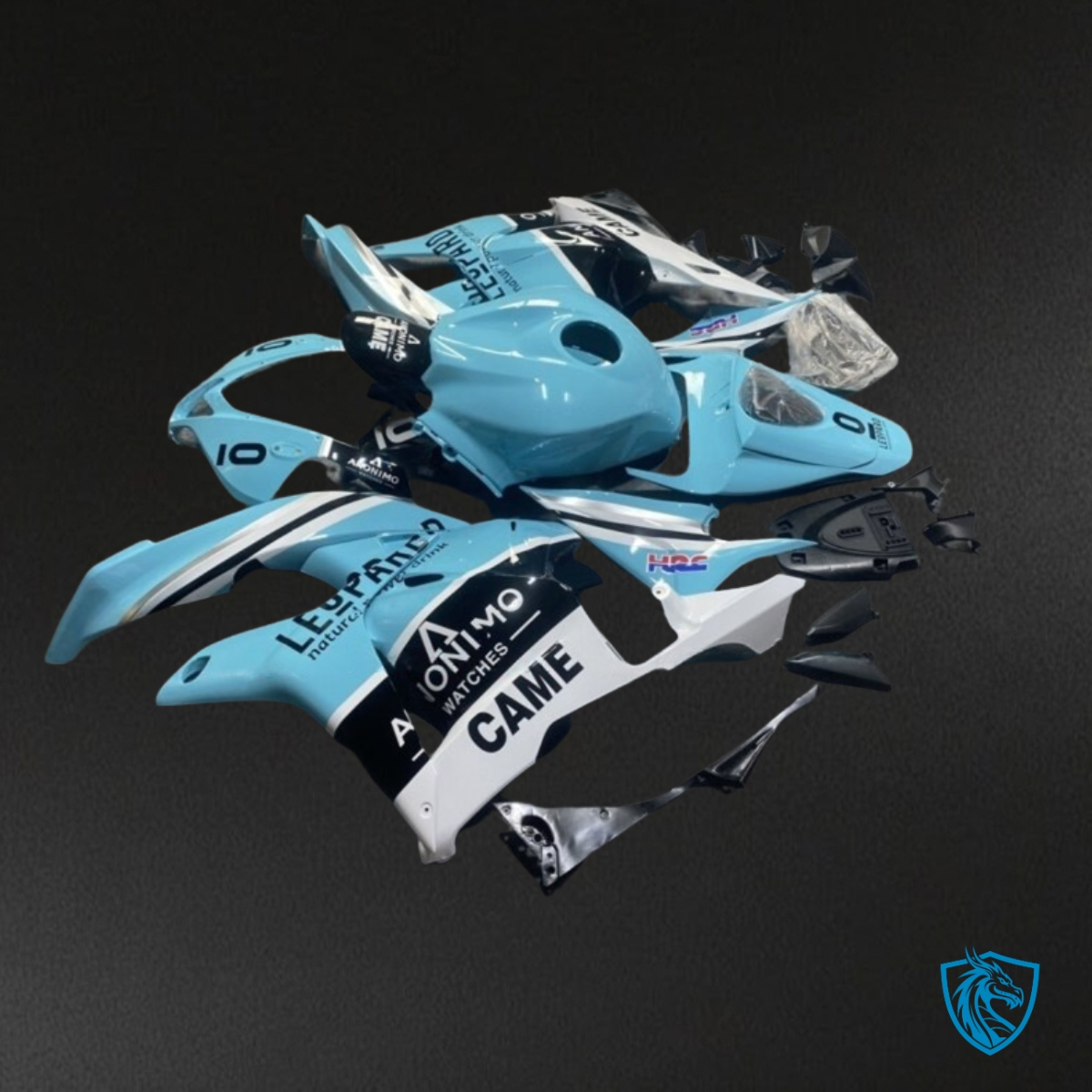 Honda CBR600RR (2009-2012) Light Blue, Black & White Fairing Kit - Aftermarket ABS Bodywork