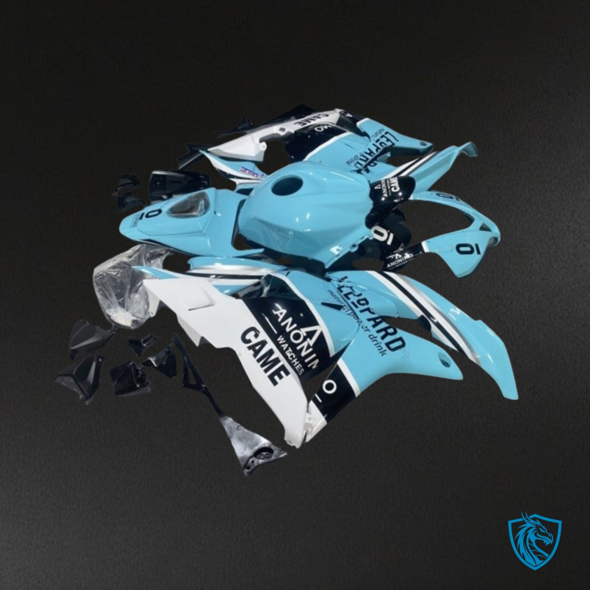 Honda CBR600RR (2009-2012) Light Blue, Black & White Fairing Kit - Aftermarket ABS Bodywork