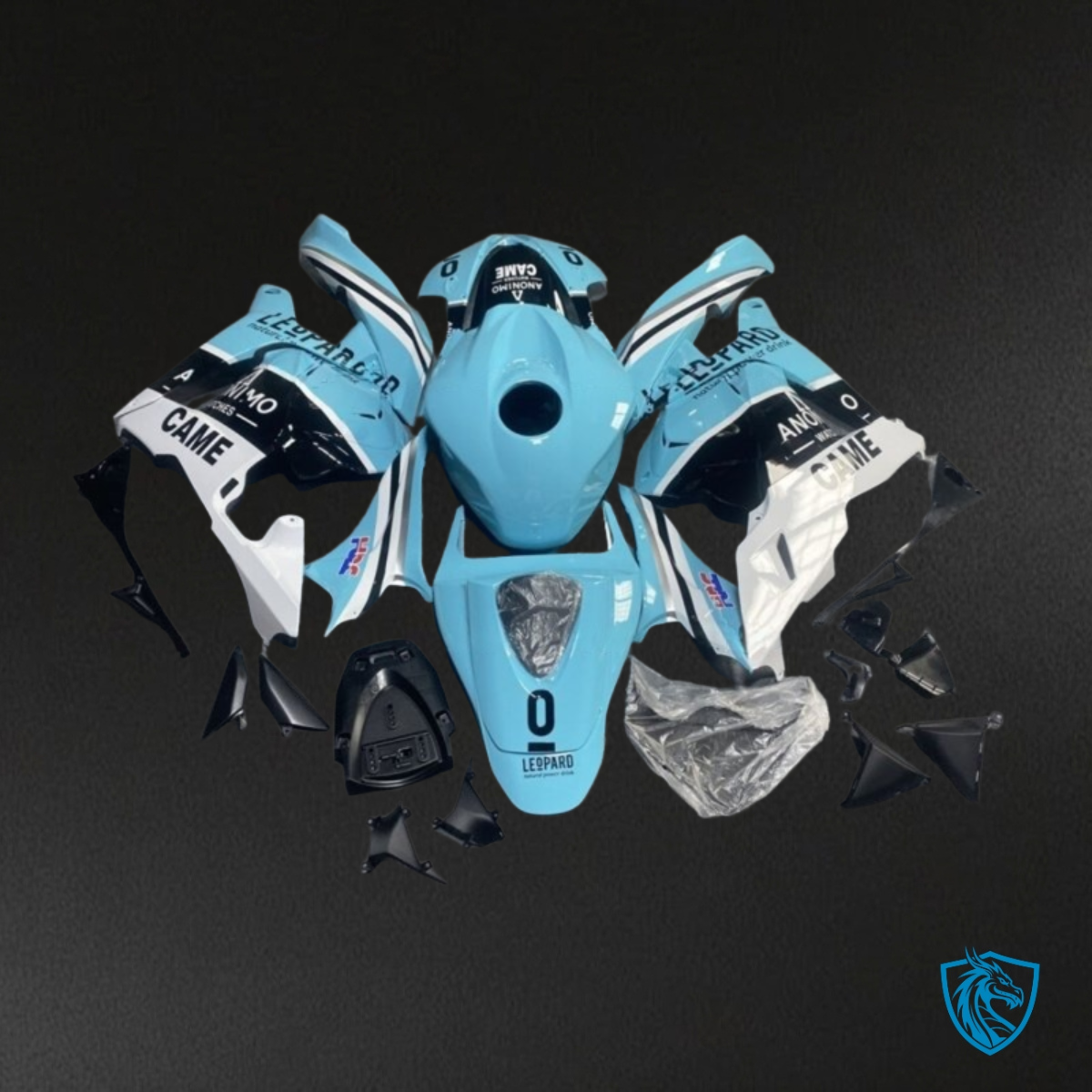 Honda CBR600RR (2009-2012) Light Blue, Black & White Fairing Kit - Aftermarket ABS Bodywork