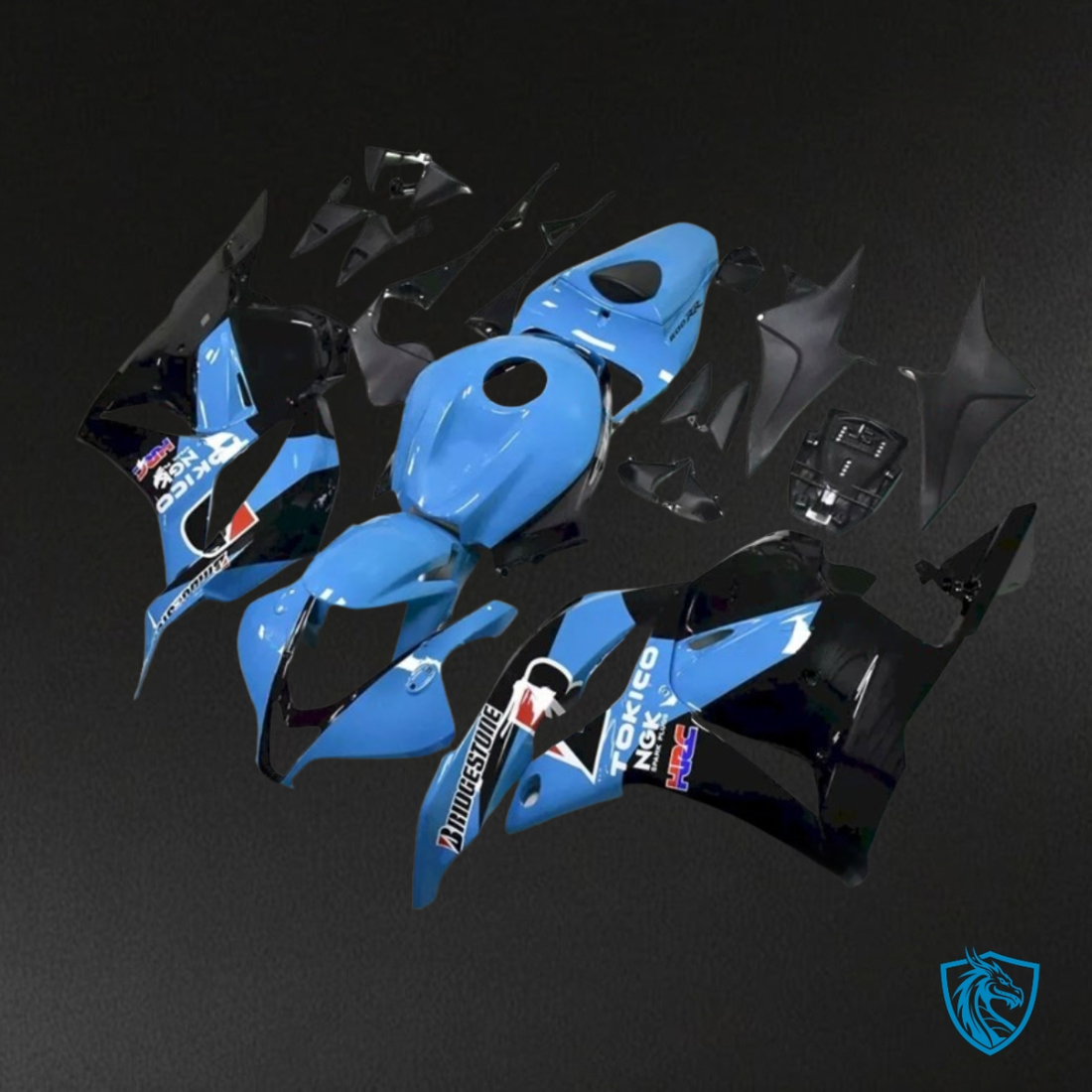 Honda CBR600RR (2009-2012) Light Blue & Black Fairing Kit - Aftermarket ABS Bodywork