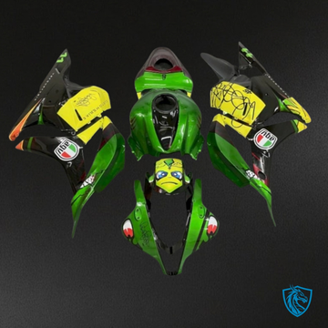 Honda CBR600RR (2009-2012) Green, Black & Yellow Shark with Print- Custom ABS Fairing Kit