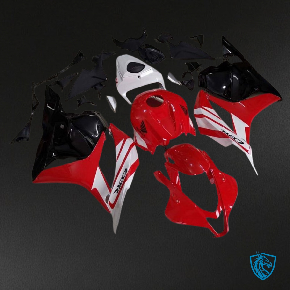 Honda CBR600RR (2009-2012) Red, Black & White Fairing Kit – Aftermarket ABS Bodywork