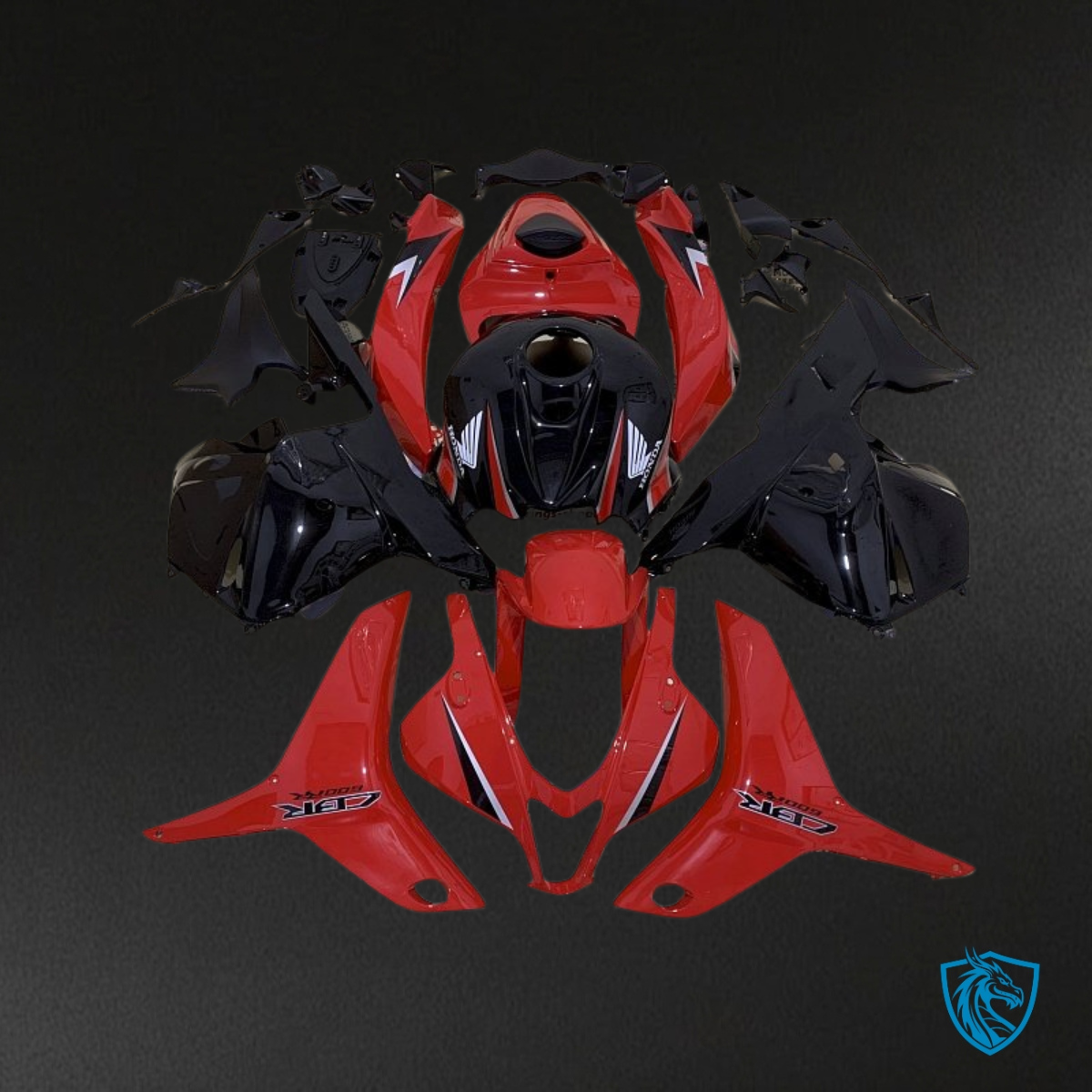 Honda CBR600RR (2009-2012) Red & Black Fairing Kit - Aftermarket ABS Bodywork