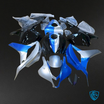 Honda CBR600RR (2009-2012) Silver & Blue Glossy No Logo Fairing Kit | ABS Bodywork
