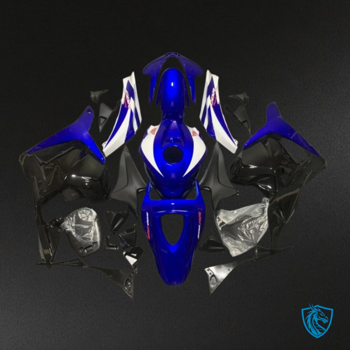 Honda CBR600RR (2009-2012) White, Black & Blue Glossy - Custom ABS Fairing Kit