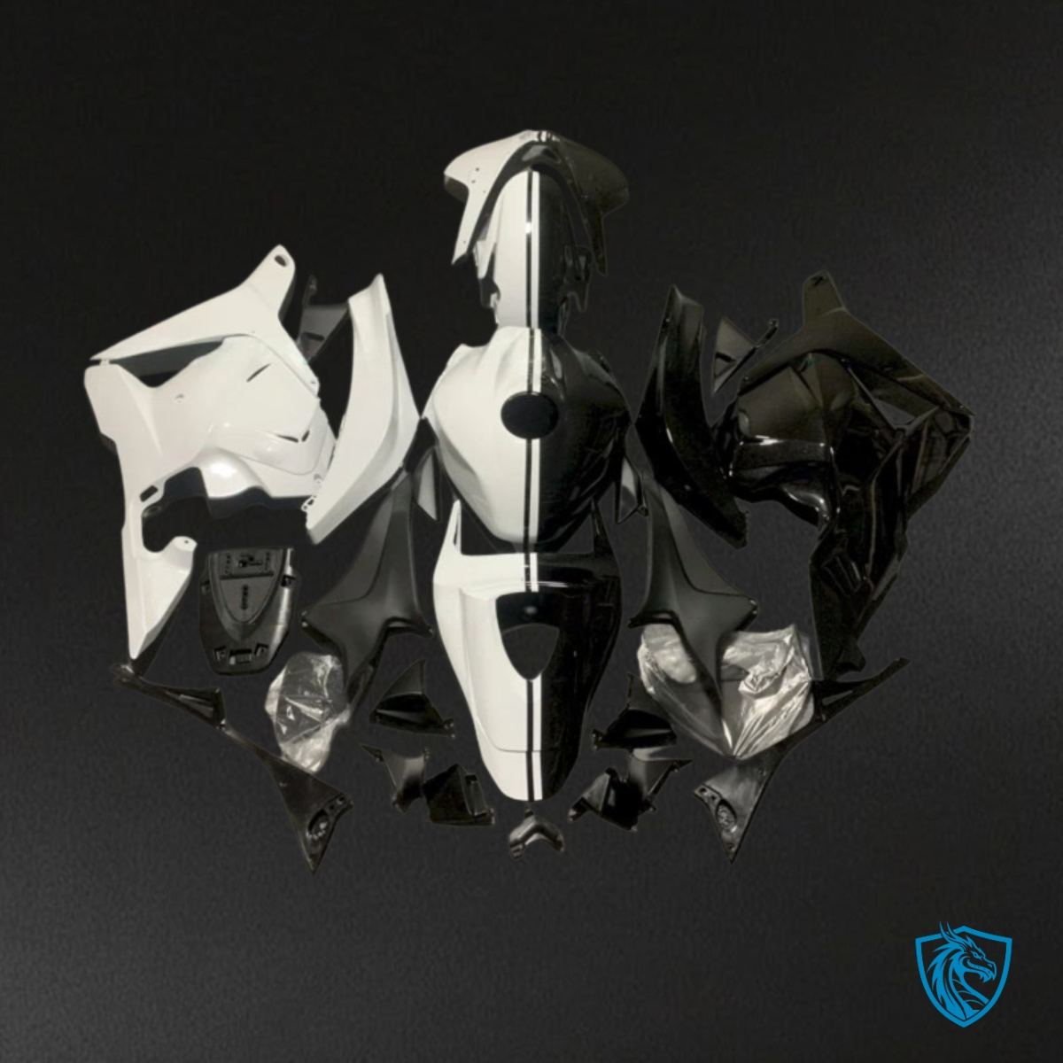 Honda CBR600RR (2009-2012) White & Black – MERGEment Motorcycle Fairings Kit