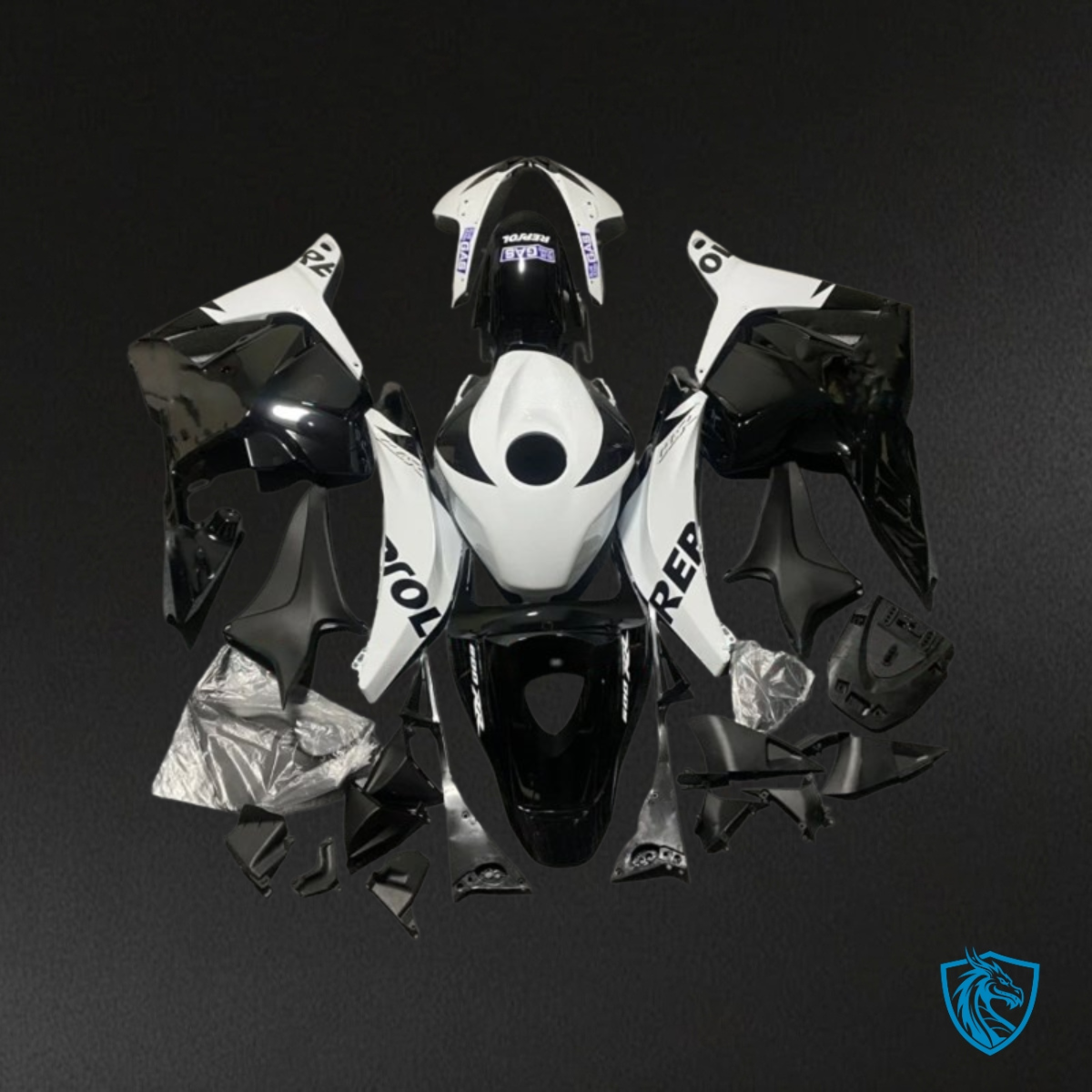 Honda CBR600RR (2009-2012) White & Black Fairing Kit - Aftermarket ABS Bodywork