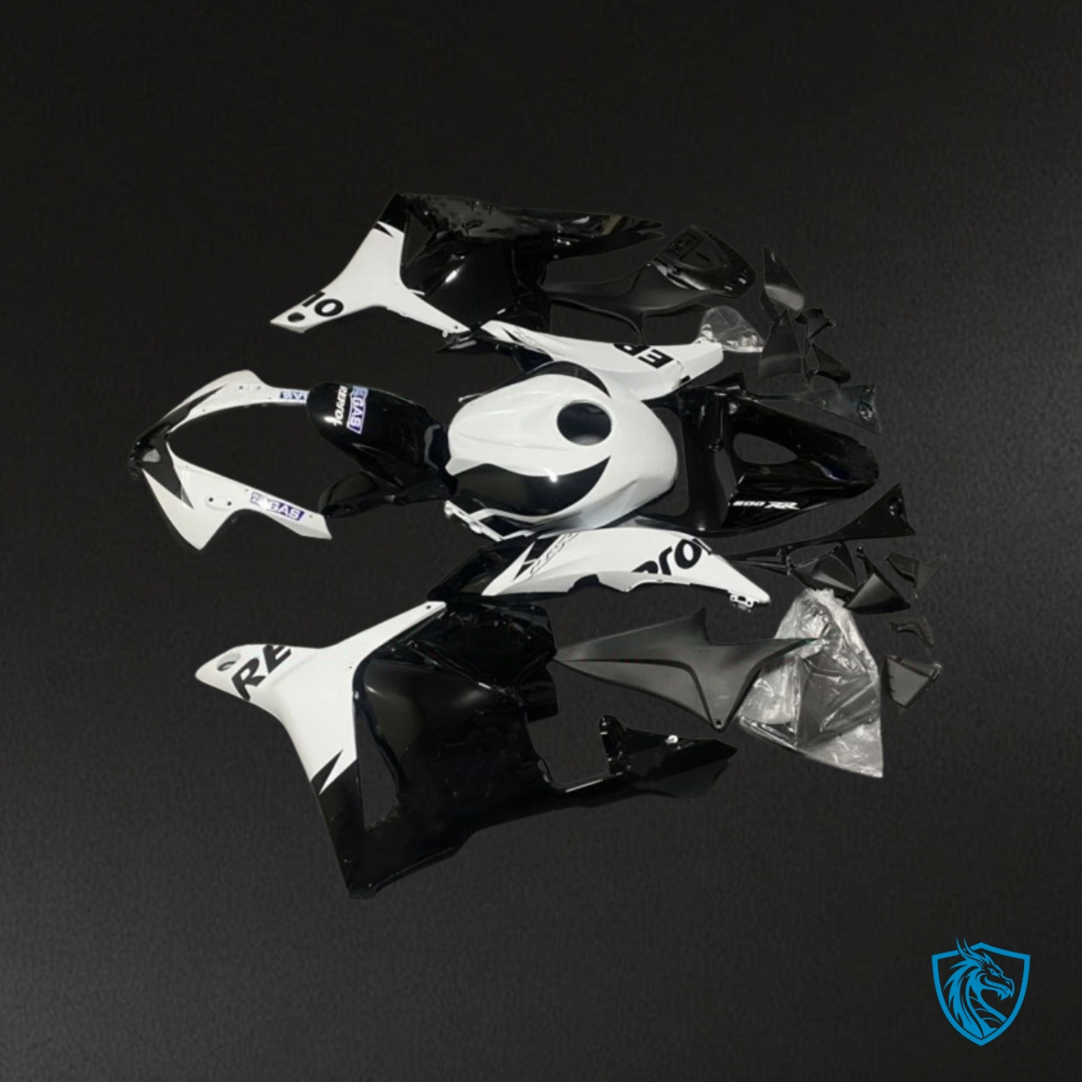 Honda CBR600RR (2009-2012) White & Black Fairing Kit - Aftermarket ABS Bodywork