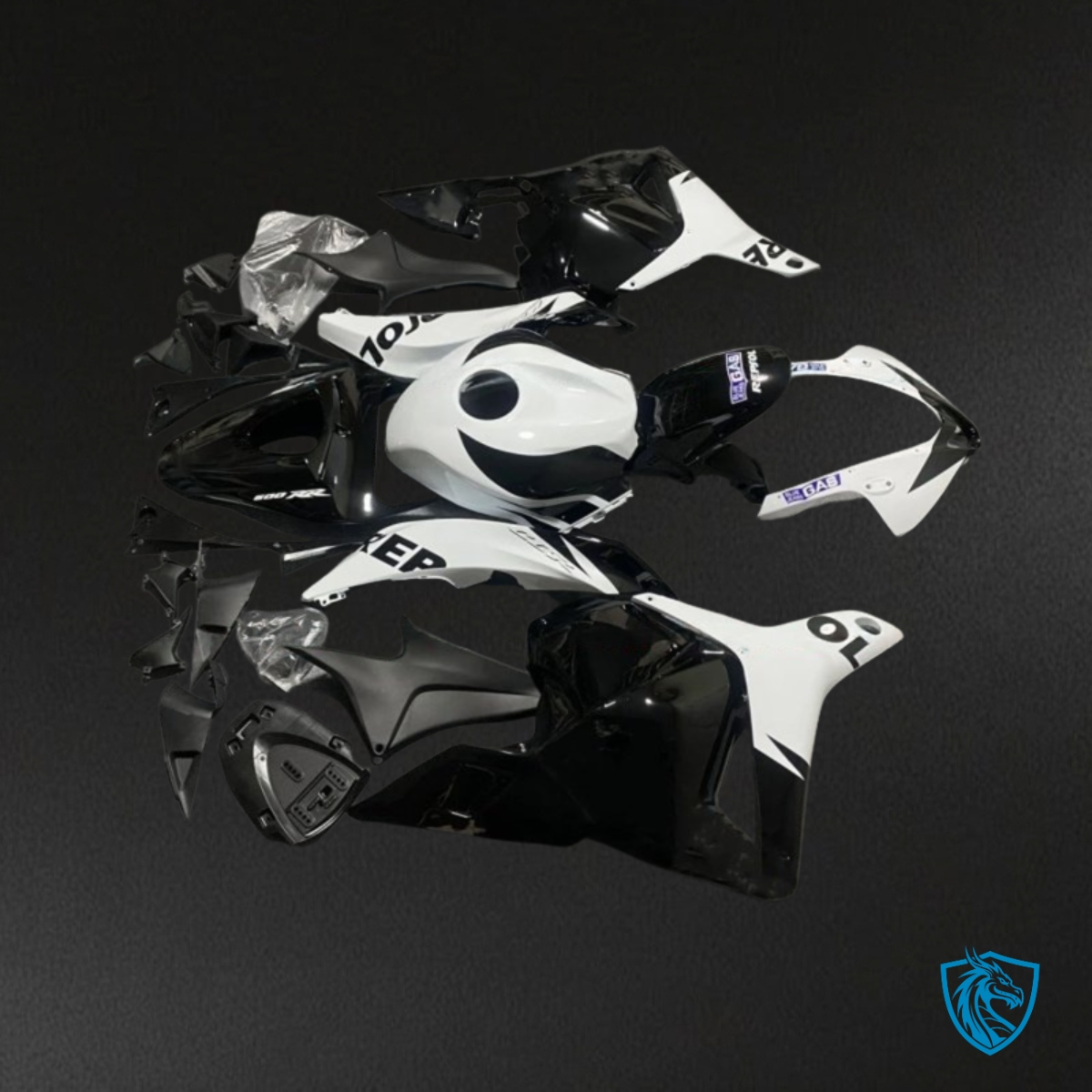 Honda CBR600RR (2009-2012) White & Black Fairing Kit - Aftermarket ABS Bodywork