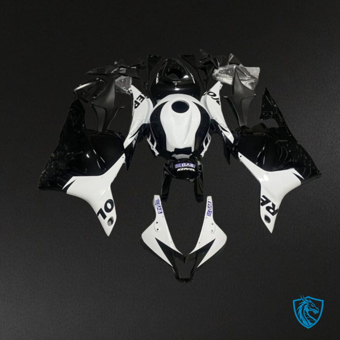 Honda CBR600RR (2009-2012) White & Black Fairing Kit - Aftermarket ABS Bodywork
