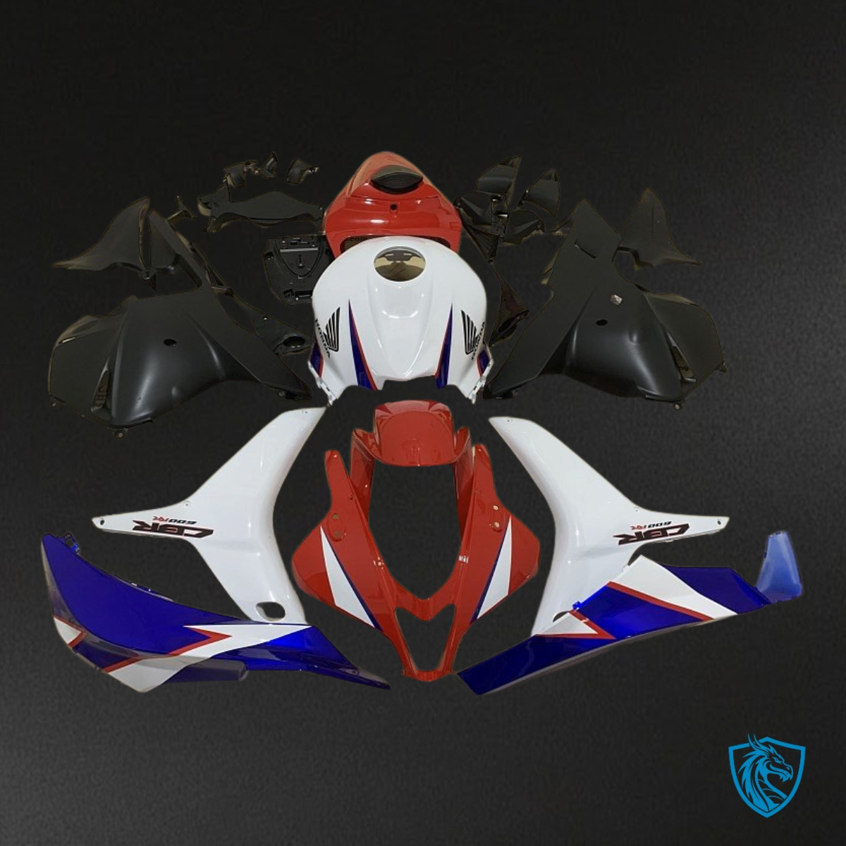 Honda CBR600RR (2009-2012) White, Black & Red - MERGEment Motorcycle Fairings Kit