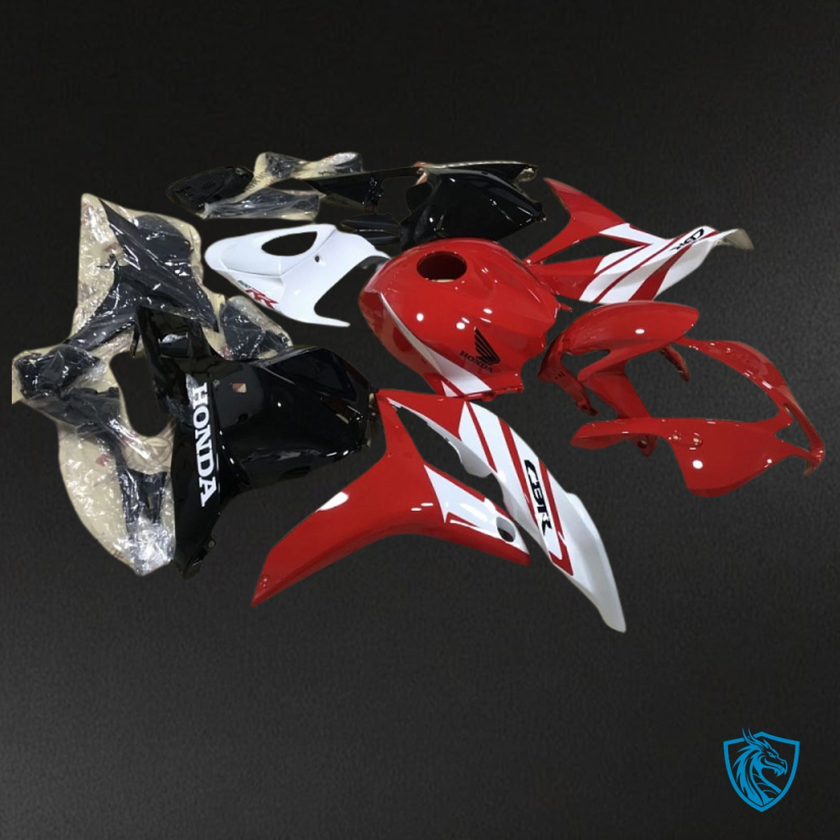 Honda CBR600RR (2009-2012) Glossy Red, White & Black - Custom ABS Fairing Kit