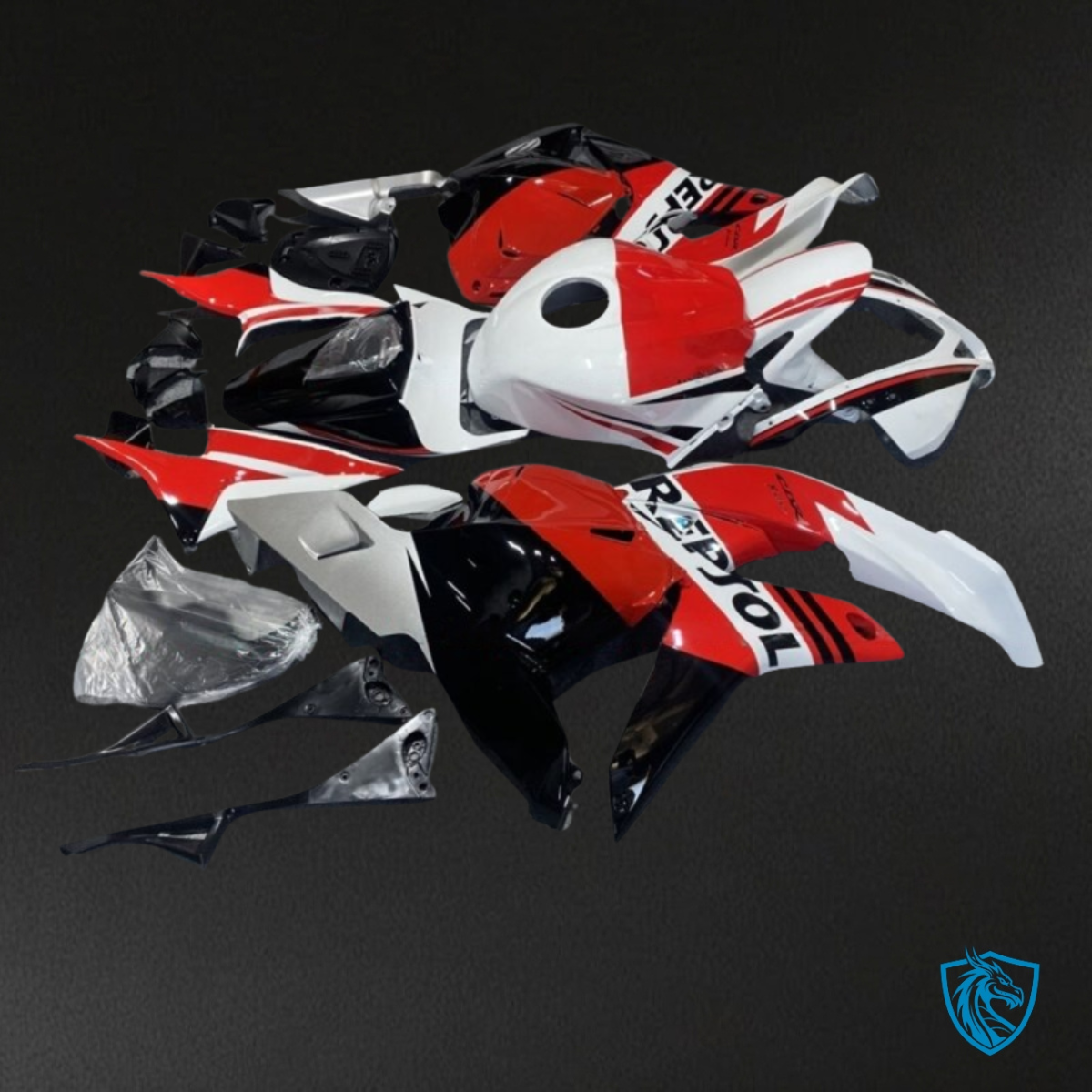 Honda CBR600RR (2009-2012) White, Red & Black Repsol - MERGEment Motorcycle Fairings Kit