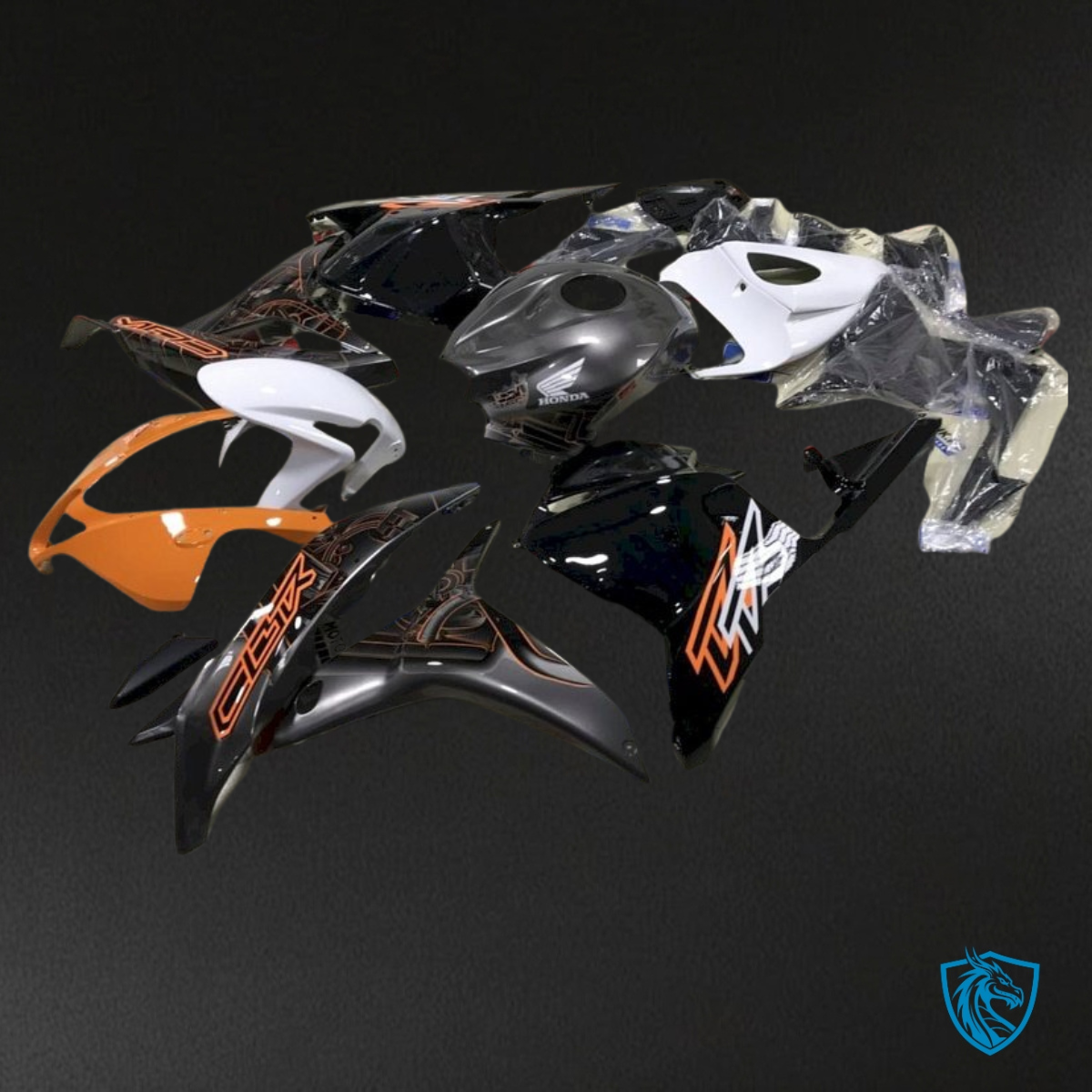 Honda CBR600RR (2009-2012) Black, White & Orange - MERGEment Motorcycle Fairings Kit
