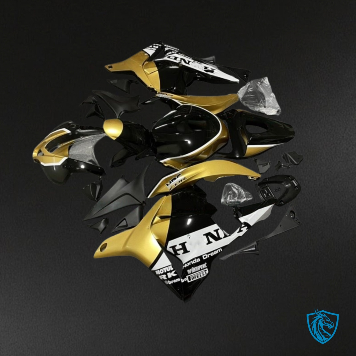 Honda CBR600RR (2009-2012) White, Black & Gold Fairing Kit - Aftermarket ABS Bodywork