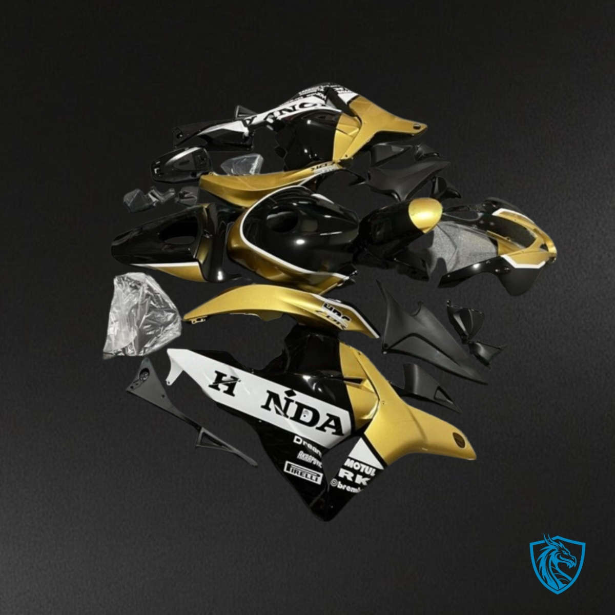 Honda CBR600RR (2009-2012) White, Black & Gold Fairing Kit - Aftermarket ABS Bodywork