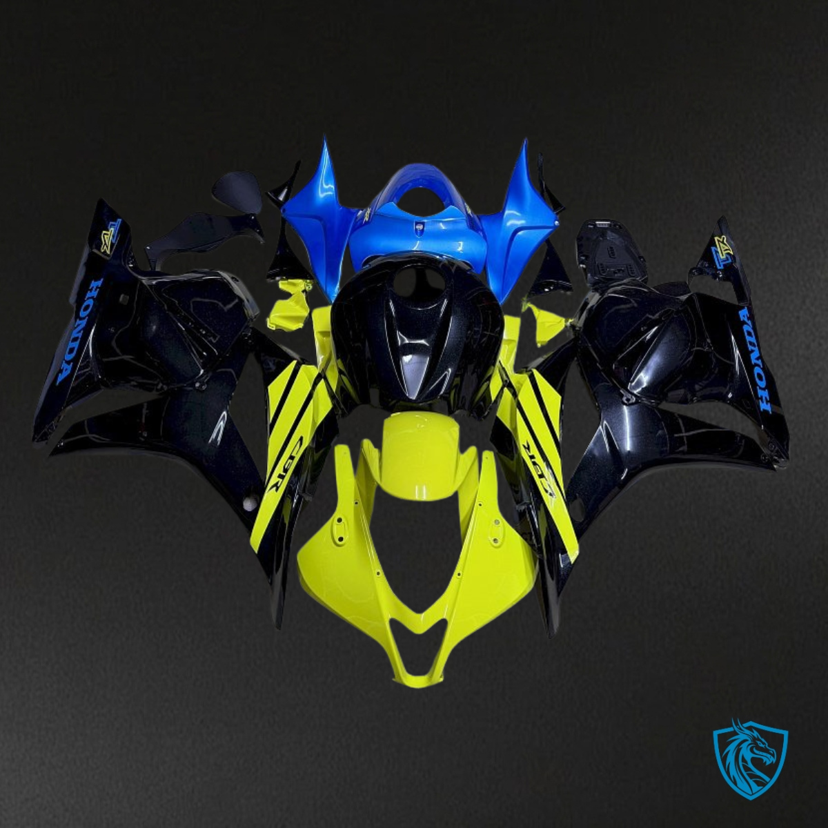 Honda CBR600RR (2009-2012) Yellow, Blue & Black Fairing Kit - Aftermarket ABS Bodywork
