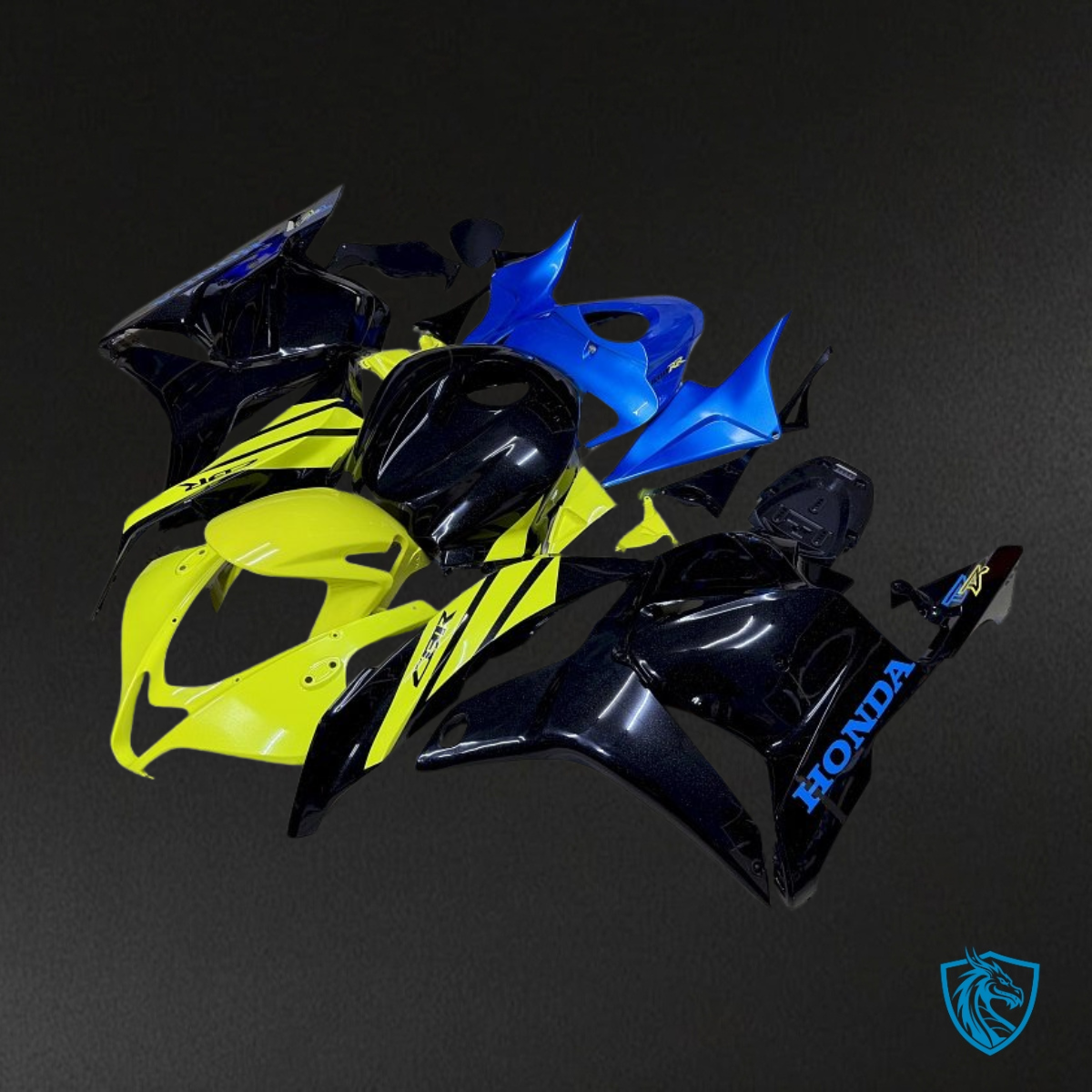 Honda CBR600RR (2009-2012) Yellow, Blue & Black Fairing Kit - Aftermarket ABS Bodywork