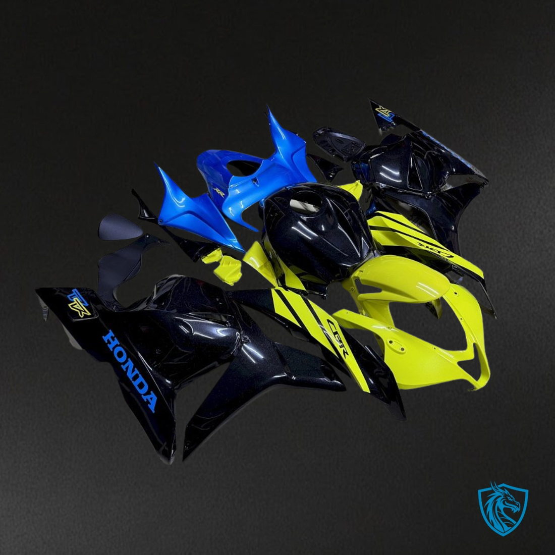 Honda CBR600RR (2009-2012) Yellow, Blue & Black Fairing Kit - Aftermarket ABS Bodywork