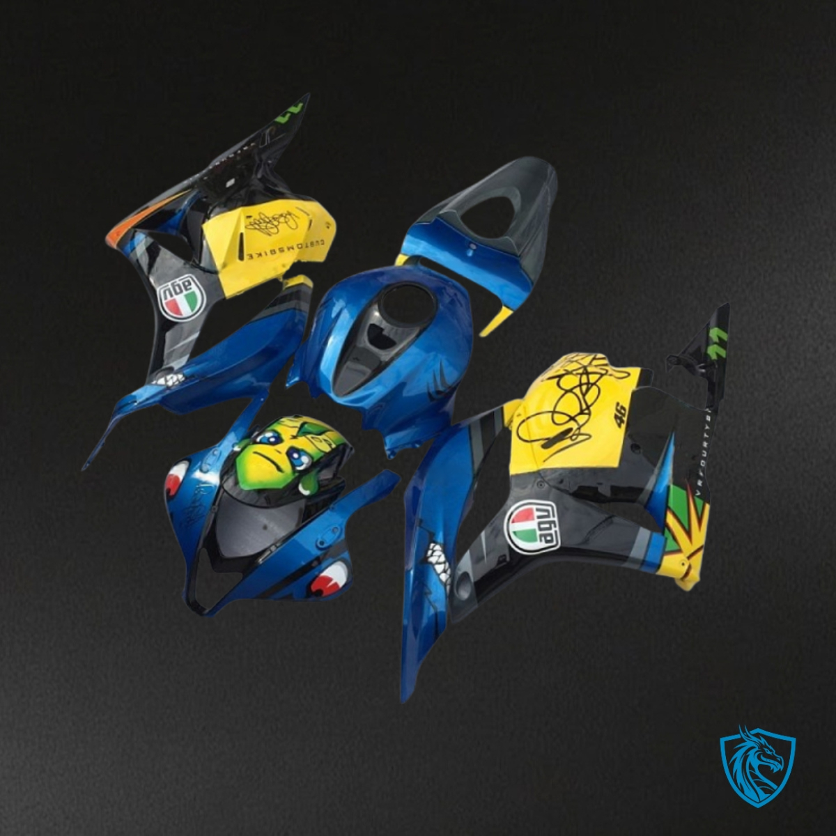 Honda CBR600RR (2009-2012) Blue, Yellow & Black Shark Fairing Kit | ABS Bodywork