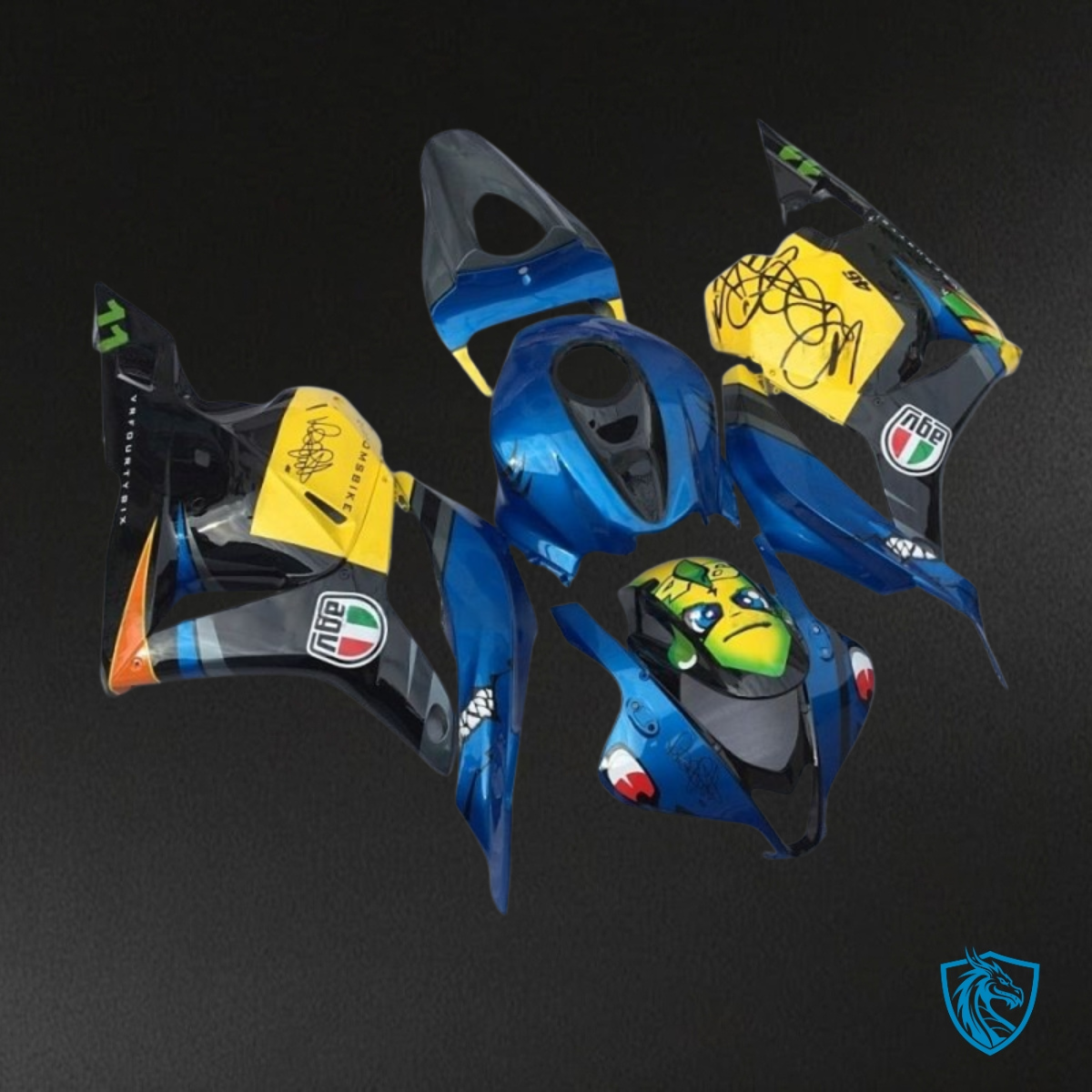 Honda CBR600RR (2009-2012) Blue, Yellow & Black Shark Fairing Kit | ABS Bodywork