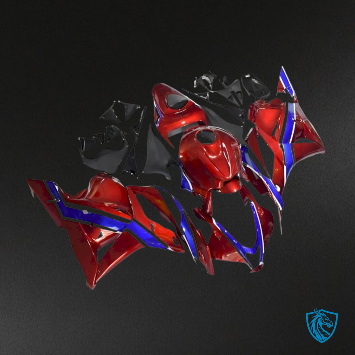 Honda CBR600RR (2009-2012) Red & Blue No Logo - MERGEment Motorcycle Fairings Kit