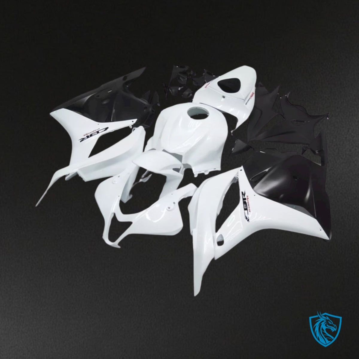 Honda CBR600RR (2009-2012) White & Black with Logo Fairing Kit - Aftermarket ABS Bodywork