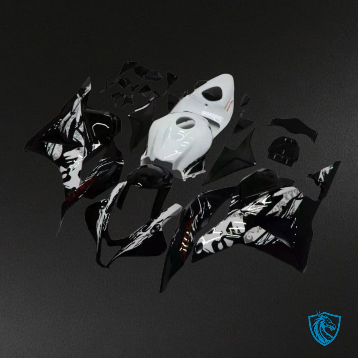 Honda CBR600RR (2009-2012) White & Black Fairing Kit - Aftermarket ABS Bodywork
