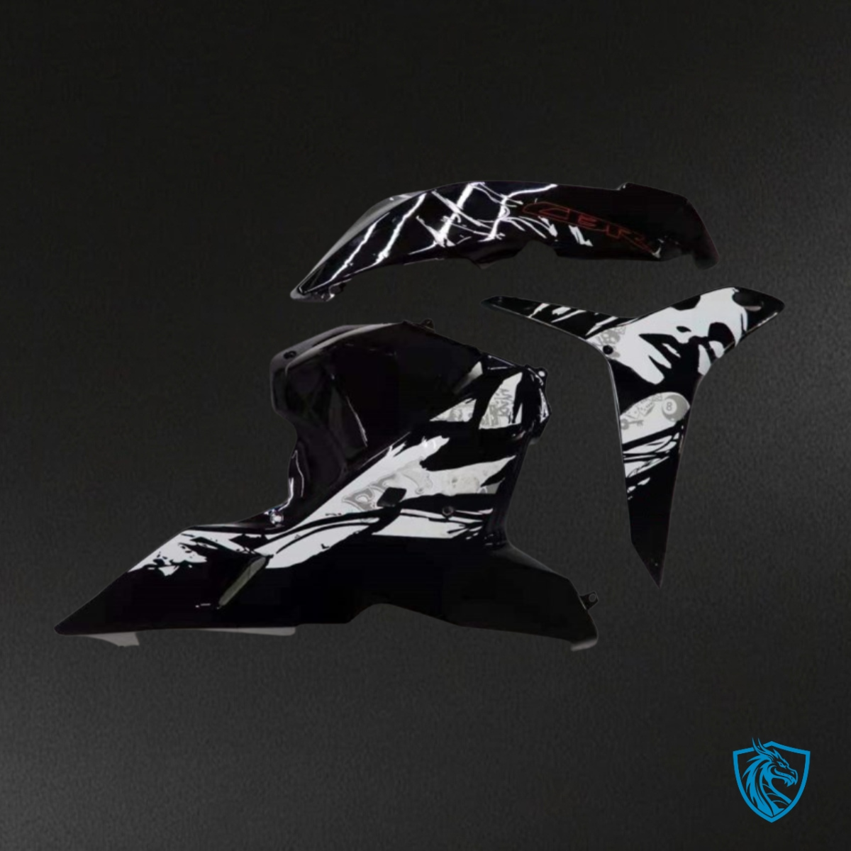 Honda CBR600RR (2009-2012) White & Black Fairing Kit - Aftermarket ABS Bodywork