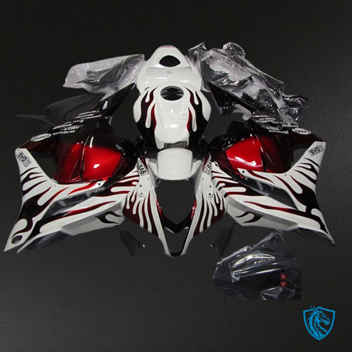 Honda CBR600RR (2009-2012) White, Black & Flame Red Fairing Kit | ABS Bodywork