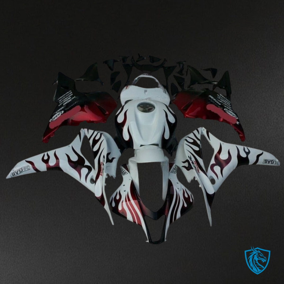 Honda CBR600RR (2009-2012) White, Black & Flame Red Fairing Kit | ABS Bodywork