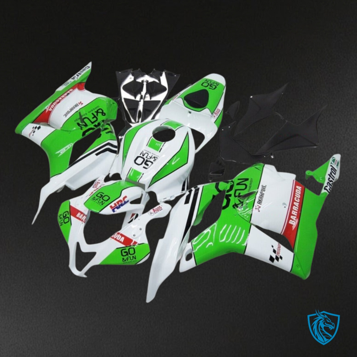 Honda CBR600RR (2009-2012) White & Green - Custom ABS Fairing Kit