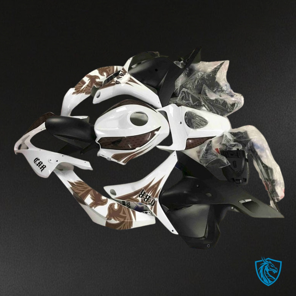 Honda CBR600RR (2009-2012) White & Black Pegasus - MERGEment Motorcycle Fairings Kit