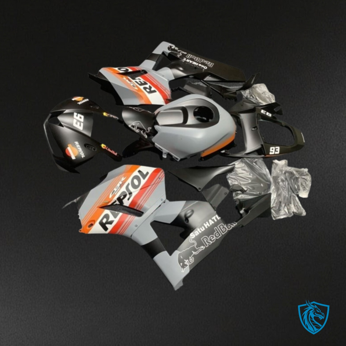 Honda CBR600RR (2013-2018) Black, Orange & Gray Repsol Matte - Custom ABS Fairing Kit