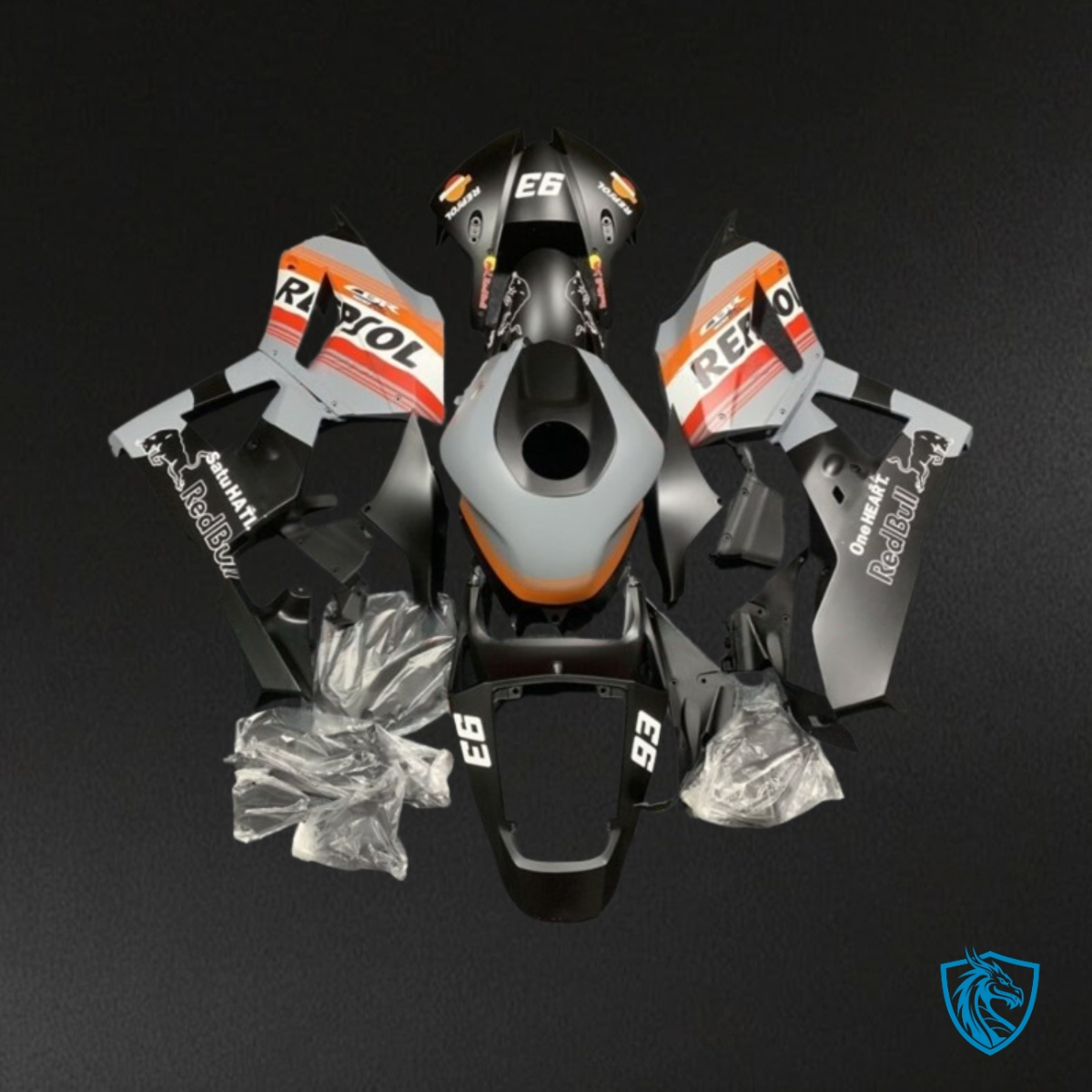 Honda CBR600RR (2013-2018) Black, Orange & Gray Repsol Matte - Custom ABS Fairing Kit